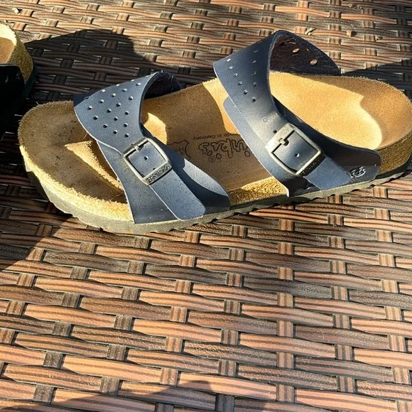 Birkenstock Birkies Navy Blue Sandals - Picture 13 of 16